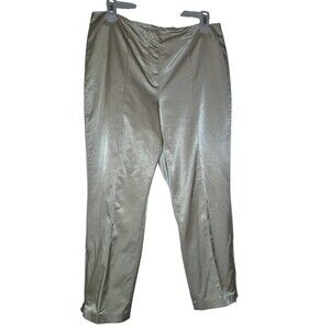 Cambio Womens Satin Gold Flat Front Regular Fit  Pointe Pants Size 10 Short